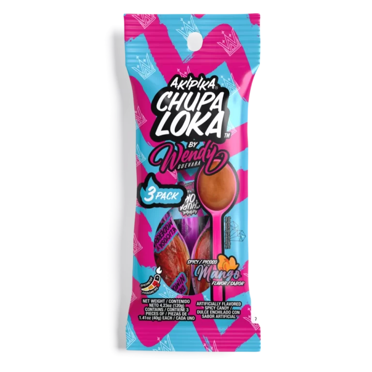 Chupaloka Wendy 3-Pack Pouch, 4.23 oz mango pulp spicy candy.
