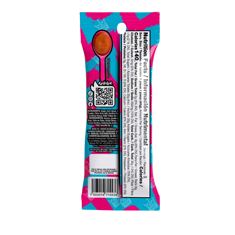 Back view of Akipika Wendy Mango packaging with official labels.