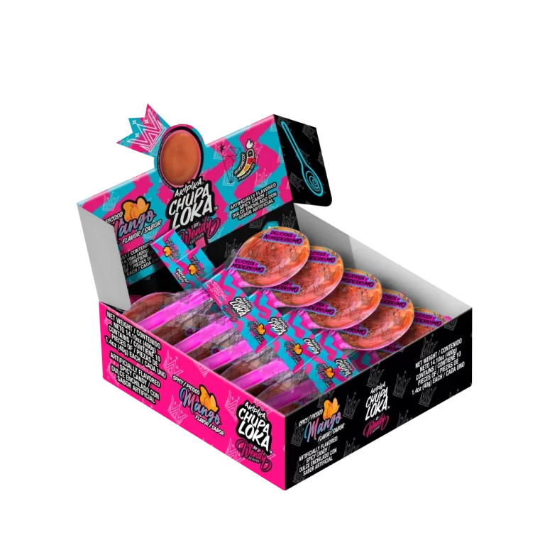 Chupaloka Wendy Display Box, 10 count 1.4 oz mango pulp candy.