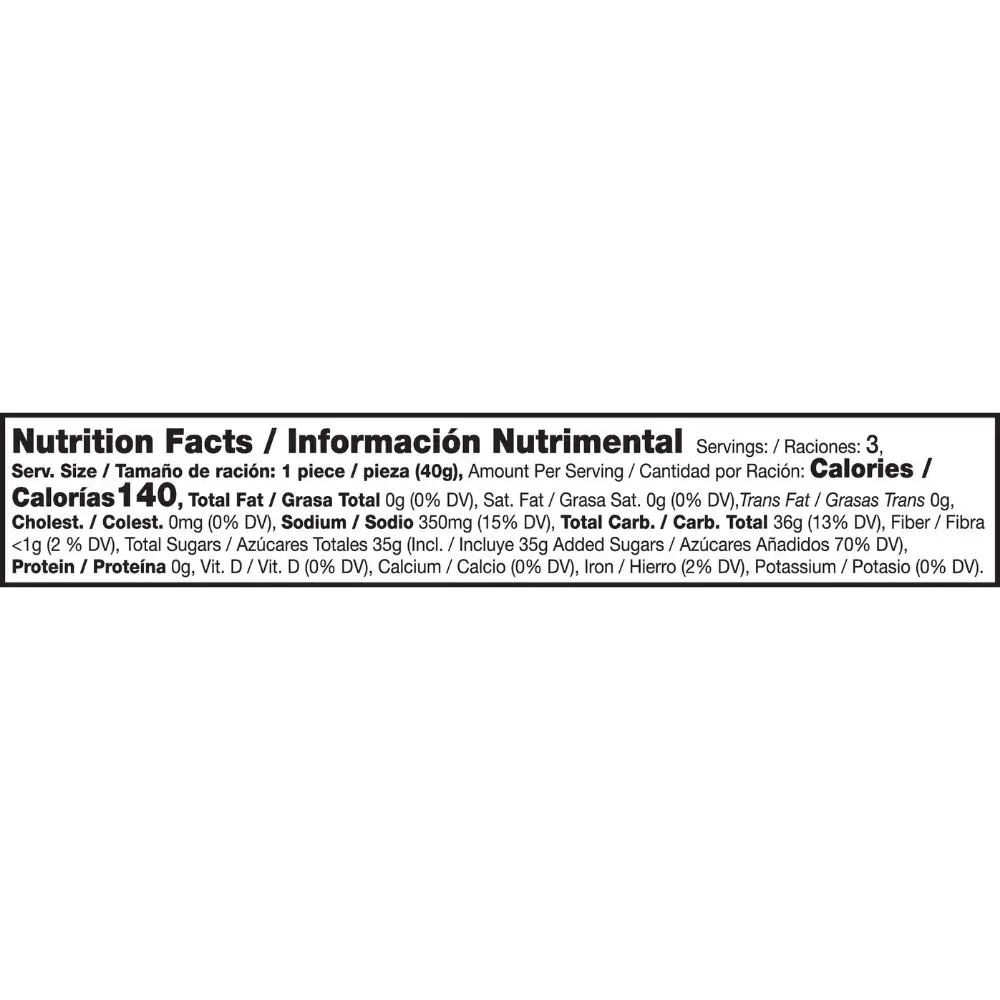 Nutritional facts for Akipika Wendy Mango spicy pulp spoon.