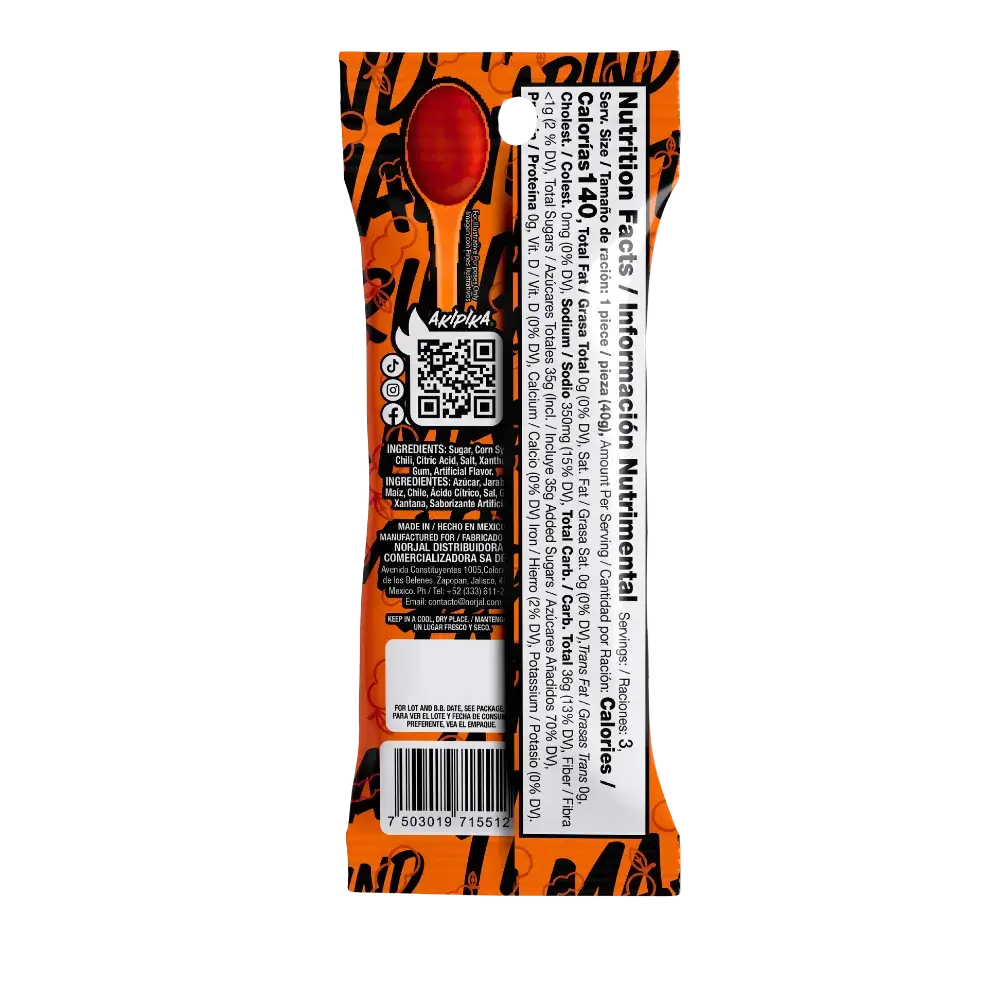 Back view of Akipika Tamarind Giant Spoon packaging.Back view of Akipika Tamarind Giant Spoon packaging.