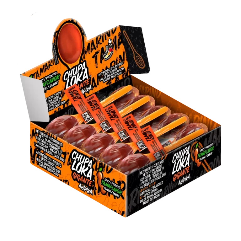 Chupaloka Tamarind Display Box, 10 units of 1.4 oz spicy candy.