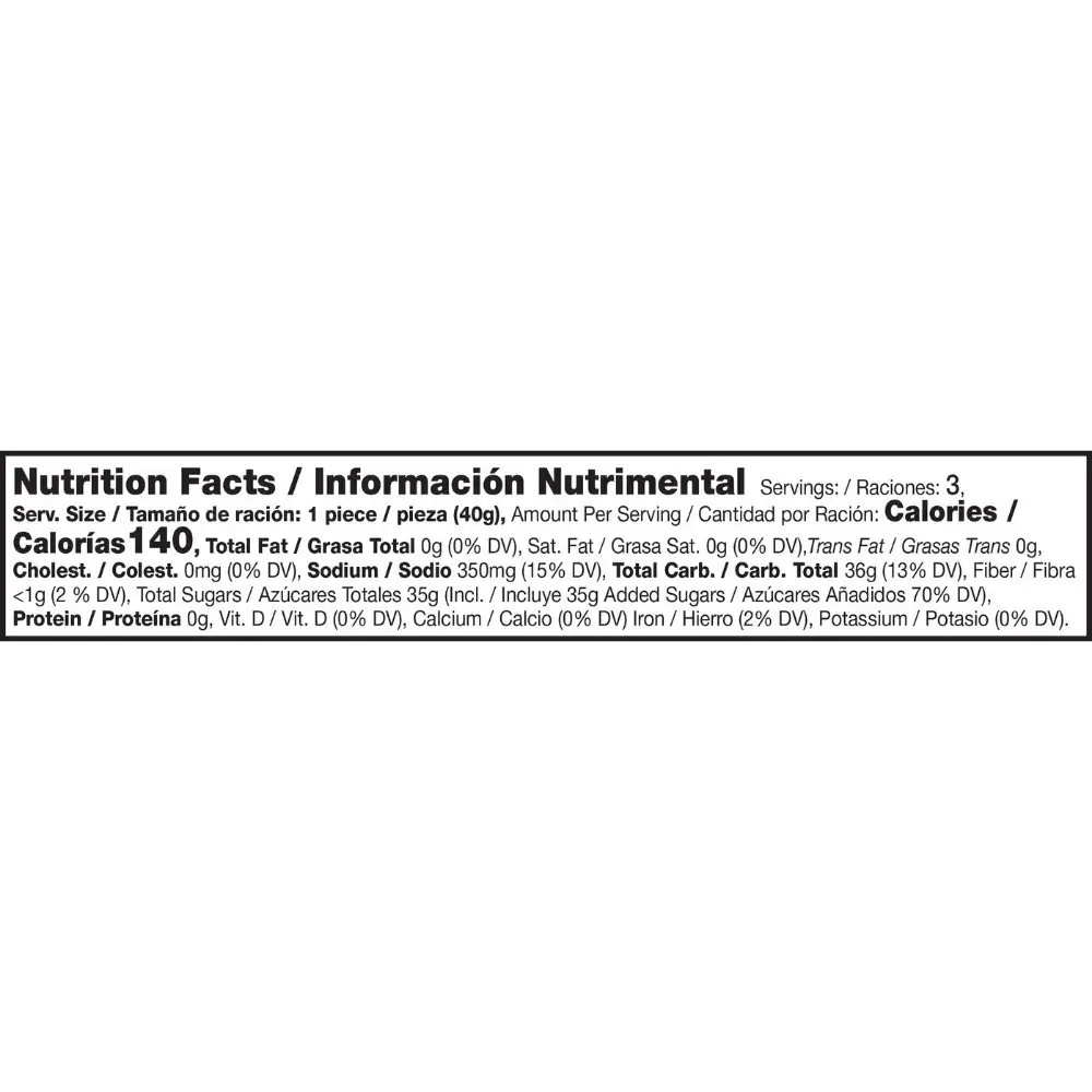 Nutritional facts for Akipika Watermelon Giant Spoon.