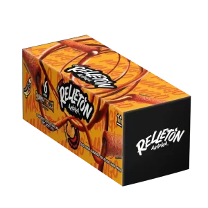 Caja exhibidora de 6 piezas de Relletón sabor mango.
